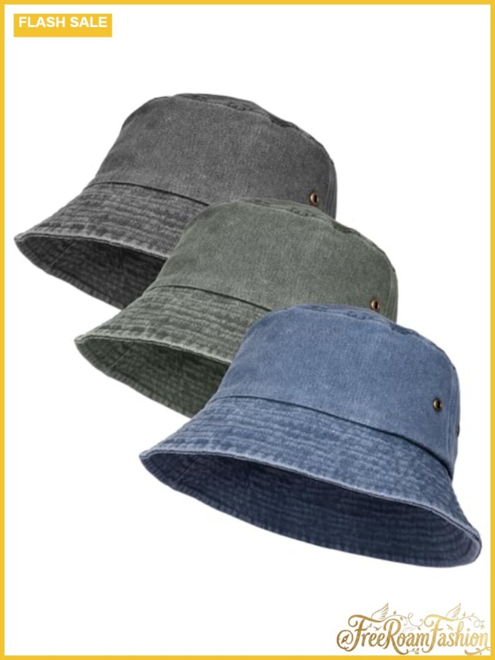 Washed Cotton Bucket Hat 3 Pack Adjustable Sun Hat Unisex Fishing Cap DIY